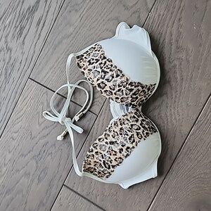 Victoria's Secret Pink Push Up White Cheetah Bikini Top